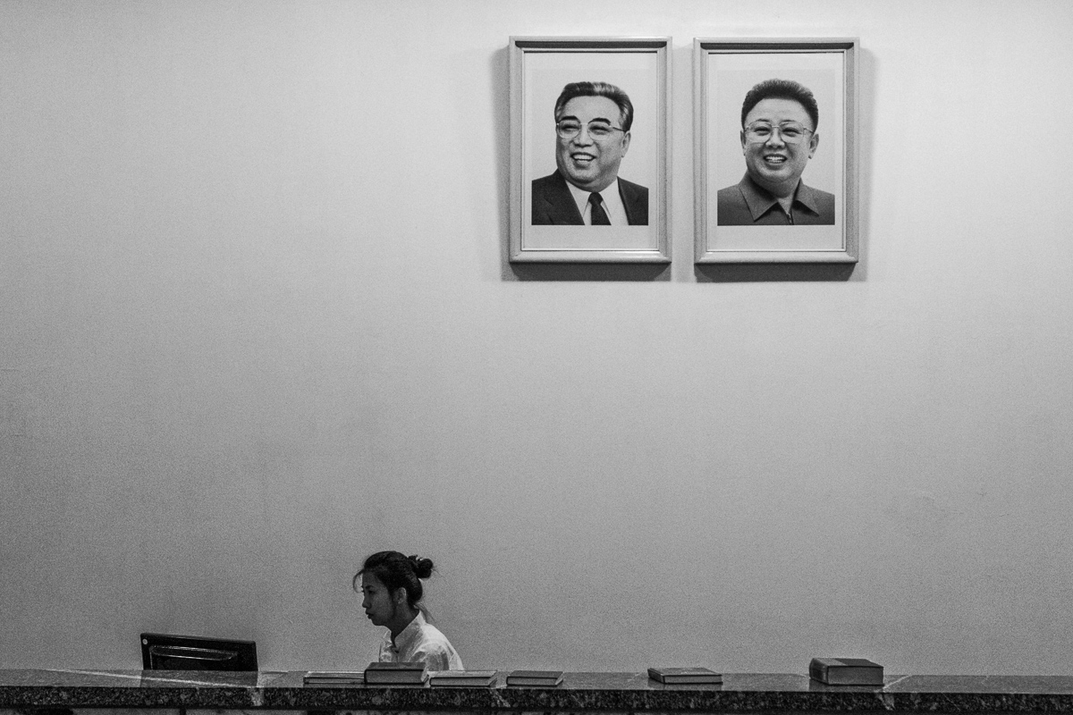 In de bibliotheek van Pyongyang in Noord-Korea